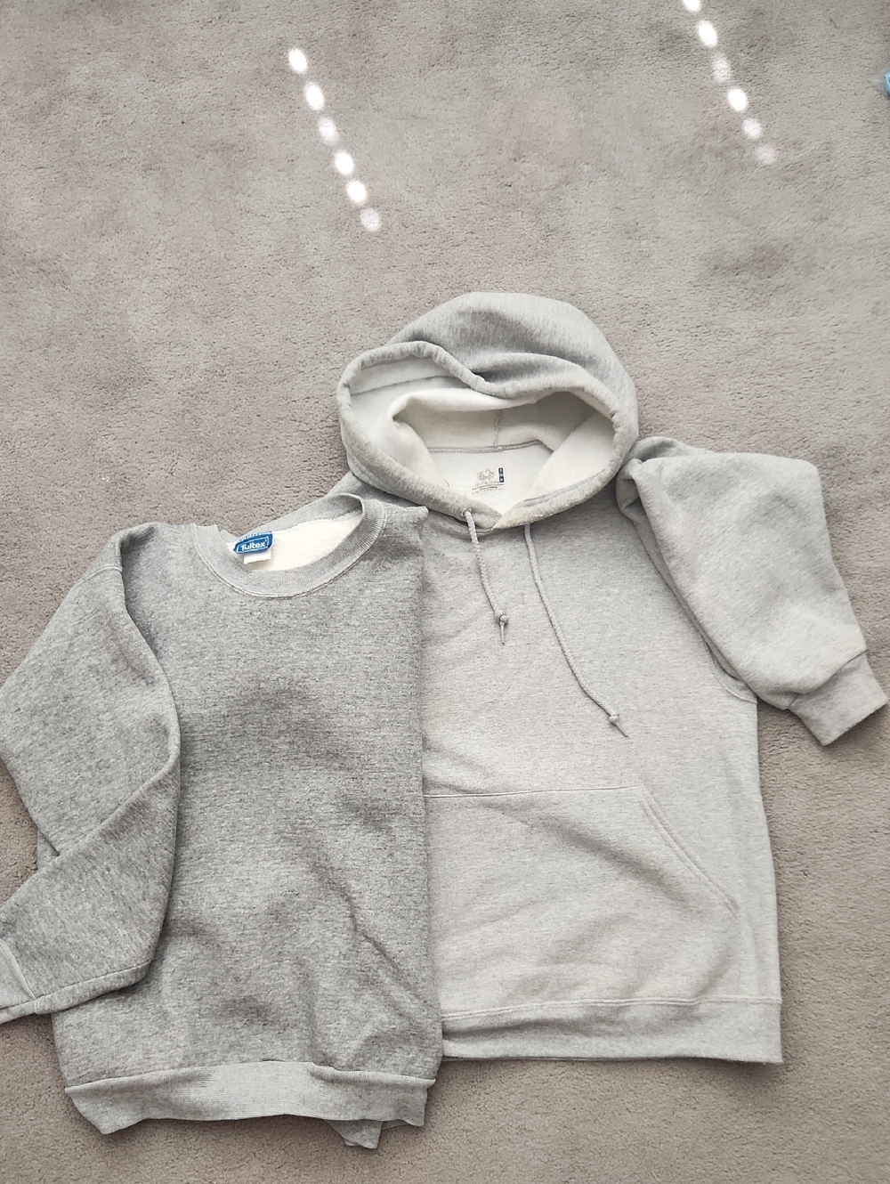 Hanes Gray Crewneck Sweatshirt and Light Gray Hoodie
